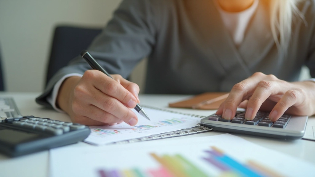 Georganiseerde werkplek met budget planner en financiële documenten